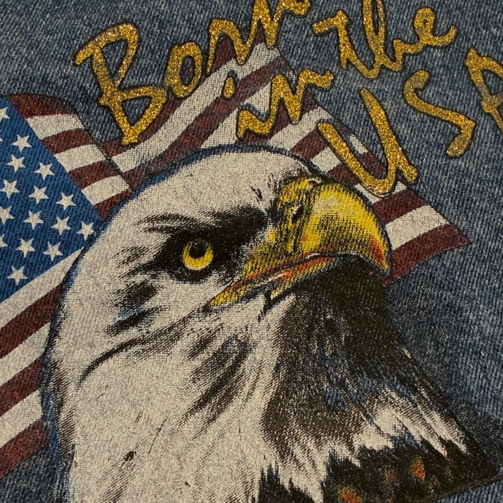Harley-Davidson Blue Denim Jacket with Eagle & American Flag Graphic - Picture 3 of 10